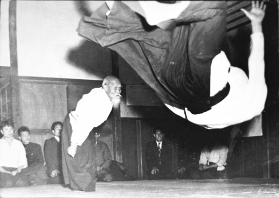 Morihei Ueshiba and Hiroshi Tada in 1958